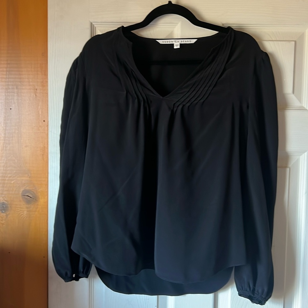Veronica Beard Black Stretch Silk Top